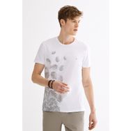 Avva A01S1256 Beyaz Bisiklet Yaka Baskılı Erkek T-Shirt