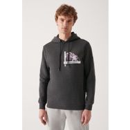 Avva A22Y1250 Antrasit Baskılı Erkek Sweatshirt
