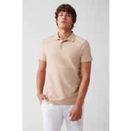 Avva A31Y1128 Vizon %100 Pamuk Jakarlı Polo Yaka Regular Fit T-Shirt