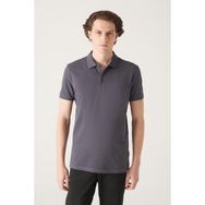 Avva B001027 Antrasit Polo Yaka Düz Erkek T-shirt