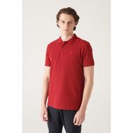 Avva B001027 Bordo Polo Yaka Düz Erkek T-Shirt
