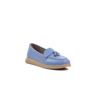 Ayakmod 23164 Bebe-Mavisi Hakiki Deri Kadın Loafer Ayakkabı