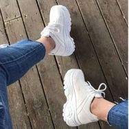 Ayax 12432 Kalın Yüksek Taban Beyaz Spor Ayakkabı