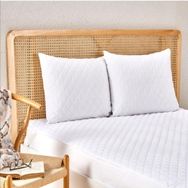 Ayhome 2 Adet 50x70 cm Pamuklu Terletmez Femuarlı Kapitoneli Beyaz Yastık Koruyucu Kılıfı