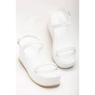 Aymood 861-1027 Beyaz Dolgu Topuk Kadın Sandalet