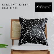 Ayshome Siyah Yaprak 43x43 cm Kırlent Kılıfı