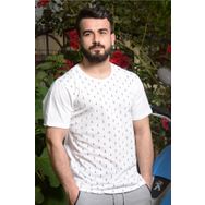 Azıcık Akıllı 20ETSHCAPA Beyaz Çapa Baskılı Kısa Kollu Bisiklet Yaka Erkek T-shirt