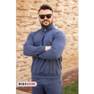 Azıcık Akıllı 21EESTYAKT İndigo Dik Balıkçı Yaka Rahat Kalıp Yarım Fermuarlı Eşofman Takım