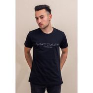 Azıcık Akıllı 22ETSHEYAZ Siyah El Yazısı İmza Baskı Normal Kesim Bisiklet Yaka Erkek T-Shirt