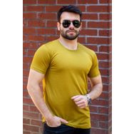 Azıcık Akıllı 22ETSHPORT Koyu Sarı Basic Rahat İnce Petek Kumaş Spor Erkek T-shirt