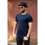 Azıcık Akıllı 22ETSHPORT Lacivert Basic Rahat İnce Petek Kumaş Spor Erkek T-shirt