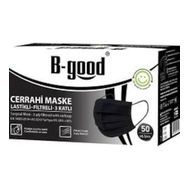 B-Good 50 Adet 3 Katlı Siyah Dökme Telli Cerrahi Maske