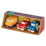 B Toys Okul Otobüsü-Yarış Arabası-Polis 3'lü Mini Çek-Bırak Araba Seti