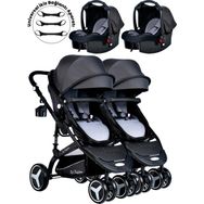 Baby Home 945 Füme Ayrılıp Birleşebilen Travel Sistem İkiz Bebek Arabası