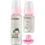 Baby Time Pembe 3'lü Cam Biberon Set