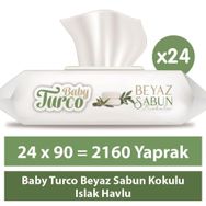 Baby Turco Beyaz Sabun Kokulu 24x90 Adet Islak Bebek Havlusu