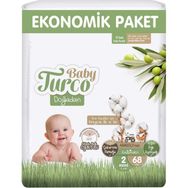 Baby Turco Doğadan No:2 Mini 68 Adet Bebek Bezi