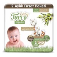 Baby Turco Doğadan No:3 Midi 340 Adet Bebek Bezi