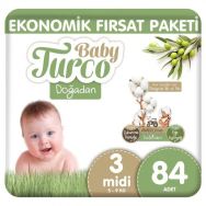 Baby Turco Doğadan No:3 Midi 84 Adet Bebek Bezi