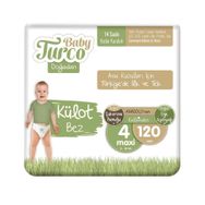 Baby Turco Doğadan No:4 Maxi 120 Adet Külot Bebek Bezi