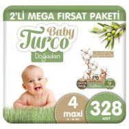 Baby Turco Doğadan No:4 Maxi 328 Adet Bebek Bezi