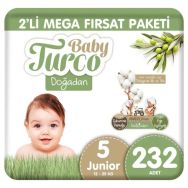 Baby Turco Doğadan No:5 Junior 232 Adet Bebek Bezi