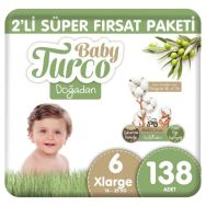Baby Turco Doğadan No:6 XLarge 138 Adet Bebek Bezi