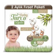 Baby Turco Doğadan No:6 Xlarge 200 Adet Bebek Bezi