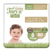 Baby Turco Doğadan No:6 Xlarge 80 Adet Bebek Bezi