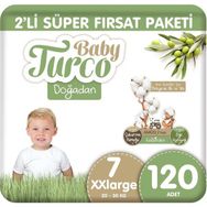 Baby Turco Doğadan No:7 XXLarge 120 Adet Bebek Bezi