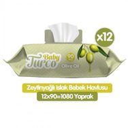 Baby Turco Zeytinyağlı 90x12 1080 Yaprak Islak Havlu Mendil