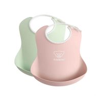 Babybjorn Powder Green Pink 2'li Yumuşak Plastik Mama Önlüğü