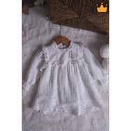 Babydola Müslin Kız Bebek Bayramlık Uzun Kollu Elbise 14100 - 18 - 24 Ay - Ekru