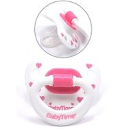 BabyTime 0-6 Ay Silikon Damaklı Mat Gövdeli Desenli Emzik Pembe