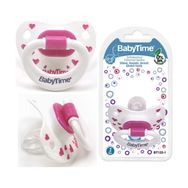 BabyTime 18+ Ay Silikon Damaklı Şeffaf Gövdeli Desenli Emzik Turuncu