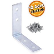 Badem10 10 Adet 45x45x15 mm Mobilya Köşe Bağlantı Sabitleme L Demir Köşebent Gönye
