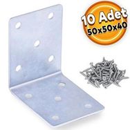 Badem10 10 Adet 50x50x40 mm Mobilya Köşe Bağlantı Sabitleme L Demir Köşebent Gönye