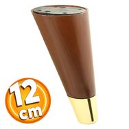 Badem10 12 cm Kahverengi Ahşap Desenli Gold Konik Mobilya Ayağı