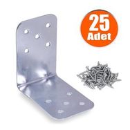 Badem10 90x90x60 mm 25 Adet Mobilya Dolap Köşe Bağlantı Sabitleme L Demir Gönye