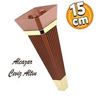 Badem10 Alcazar Lüks 15 cm Ceviz Altın Baza Mobilya Kanepe Sehpa Tv Ünitesi Koltuk Ayağı