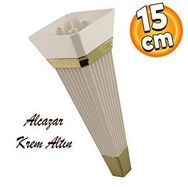 Badem10 Alcazar Lüks 15 cm Krem Altın Baza Mobilya Kanepe Sehpa Tv Ünitesi Koltuk Ayağı