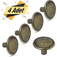 Badem10 Art Düğme 4 Adet Daire Çekmece Dolap Kapak Kulbu Metal Antik