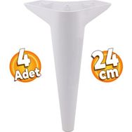 Badem10 Aspen 4 Adet Lüks Mobilya Kanepe Sehpa Tv Ünitesi Koltuk Ayağı 24 cm Beyaz Baza Ayak