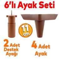 Badem10 Aspen 6'lı 11 cm Kahverengi Set Mobilya TV Ünitesi Çekyat Koltuk Kanepe Destek Ayağı