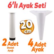 Badem10 Aspen 6'lı 20 cm Ayak Beyaz Set Mobilya TV Ünitesi Çekyat Koltuk Kanepe Baza Destek Ayağı