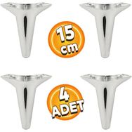 Badem10 Aspen Krom Renk 15 cm 4 Adet Mobilya Kanepe Sehpa Tv Ünitesi Baza Koltuk Ayağı