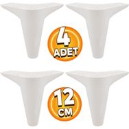 Badem10 Beyaz Baza Ayak 12 cm 4 Adet Mobilya Kanepe Sehpa Puf Koltuk Ayağı