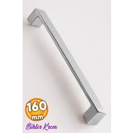 Badem10 Bihter Düz Mutfak Çekmece Dolap Kapak Krom 160 mm Metal Kulp