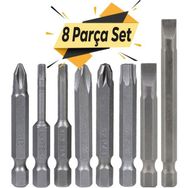 Badem10 Bits Uç Vidalama Ucu Düz Yıldız Torx Uç 8 Parça Klytek Matkap