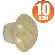 Badem10 Çam 10 Adet Nobel Mantar Düğme Kulp Çekmece Dolap Kapak Kulbu